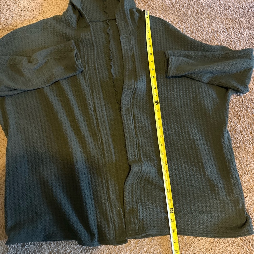 American Eagle Soft & Sexy Plush Green Hooded Open Front Cardigan Size Medium - Picture 7 of 8